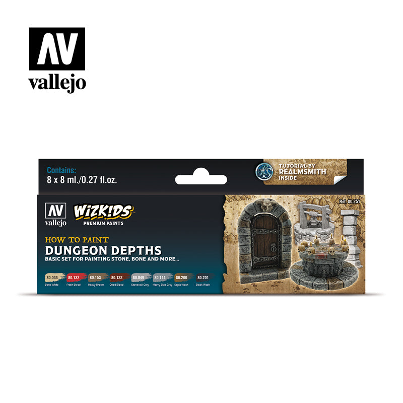 Vallejo WizKids Dungeon Depths akrilinių dažų rinkinys, 8x8 ml