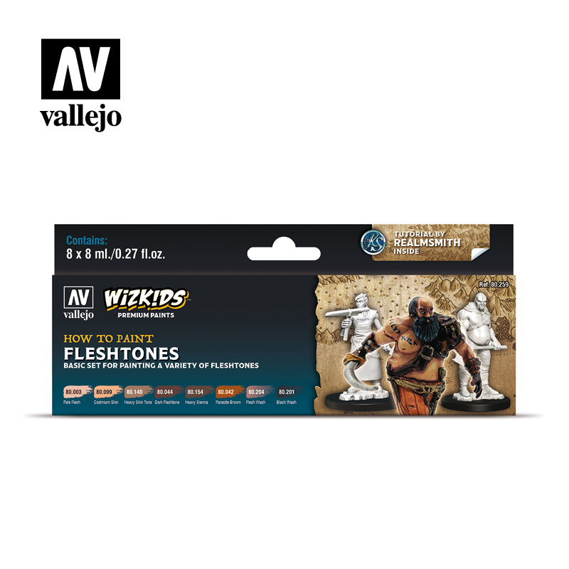 Vallejo Wizkids Fleshtones akrilinių dažų rinkinys, 8x8 ml