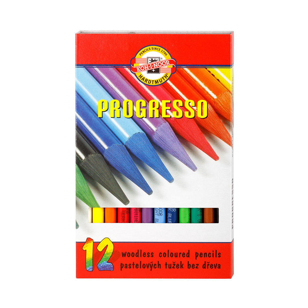 Koh-I-Noor Progresso Woodless Coloured Pencil Set, 12 pcs.