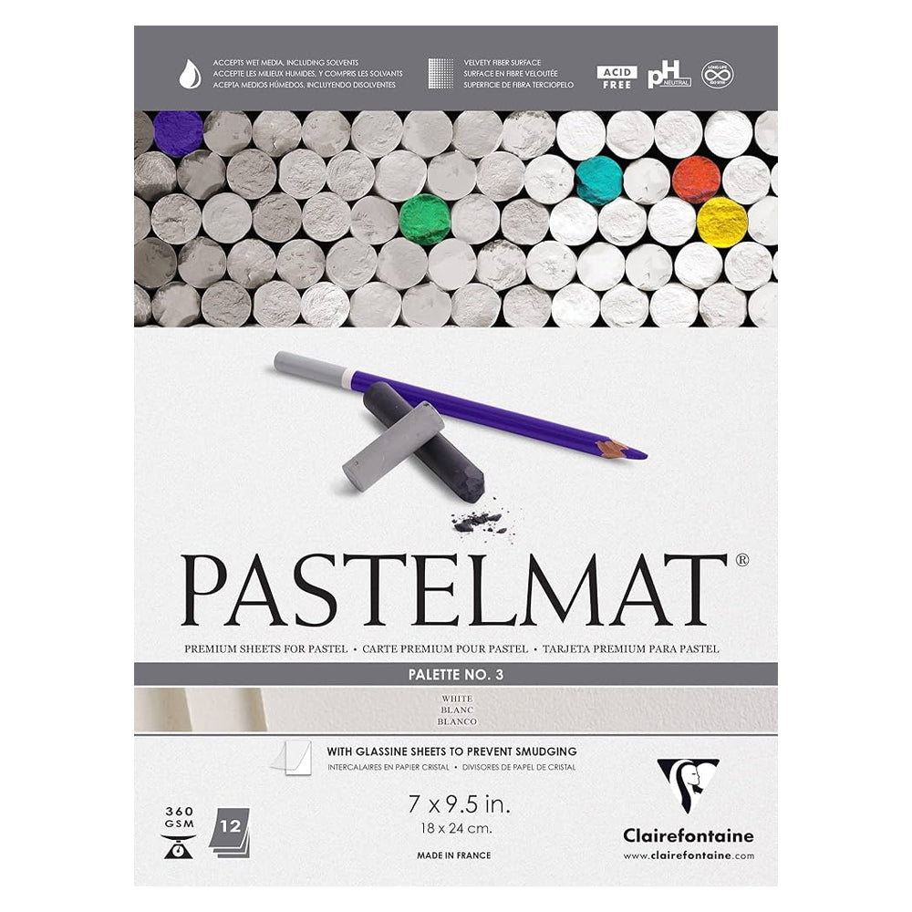 Clairefontaine Pastelmat No. 3 White Glued Pad, 12 sheets