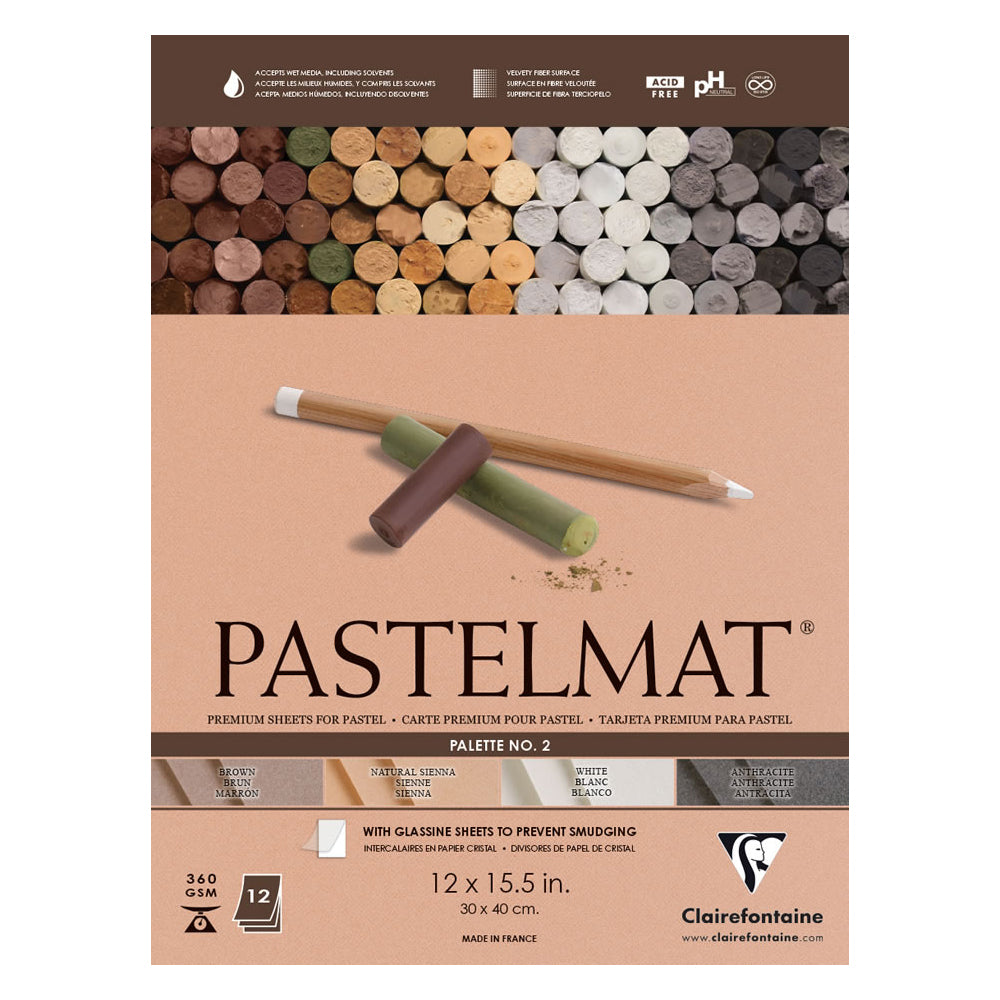 Clairefontaine Pastelmat No. 2 spalvotas popierius pastelėms, 12 lapų