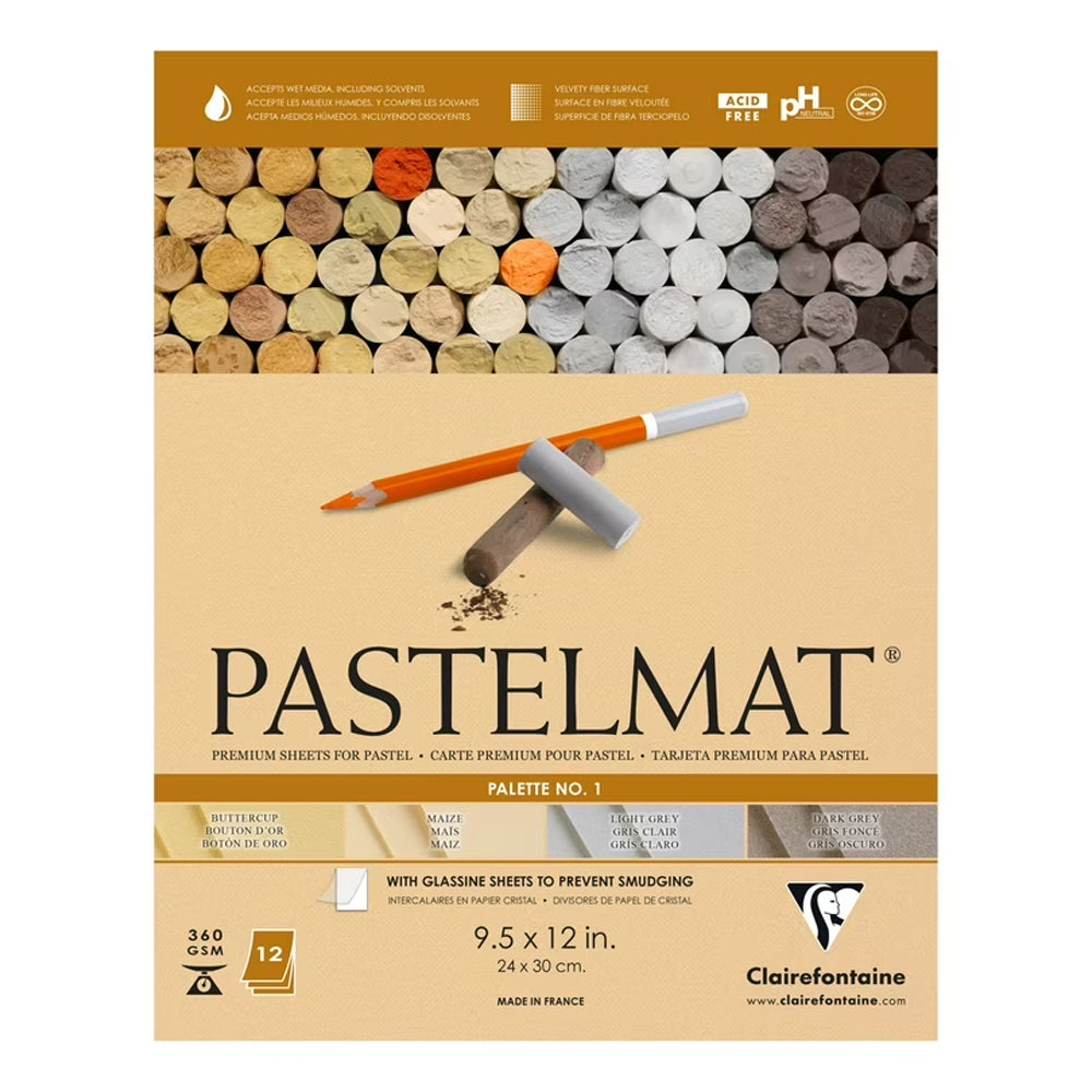 Clairefontaine Pastelmat No. 1 Coloured Glued Pad, 12 sheets