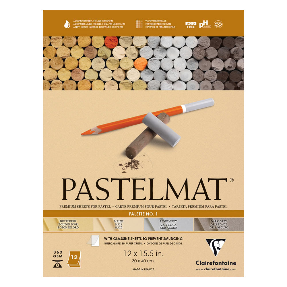 Clairefontaine Pastelmat No. 1 Coloured Glued Pad, 12 sheets