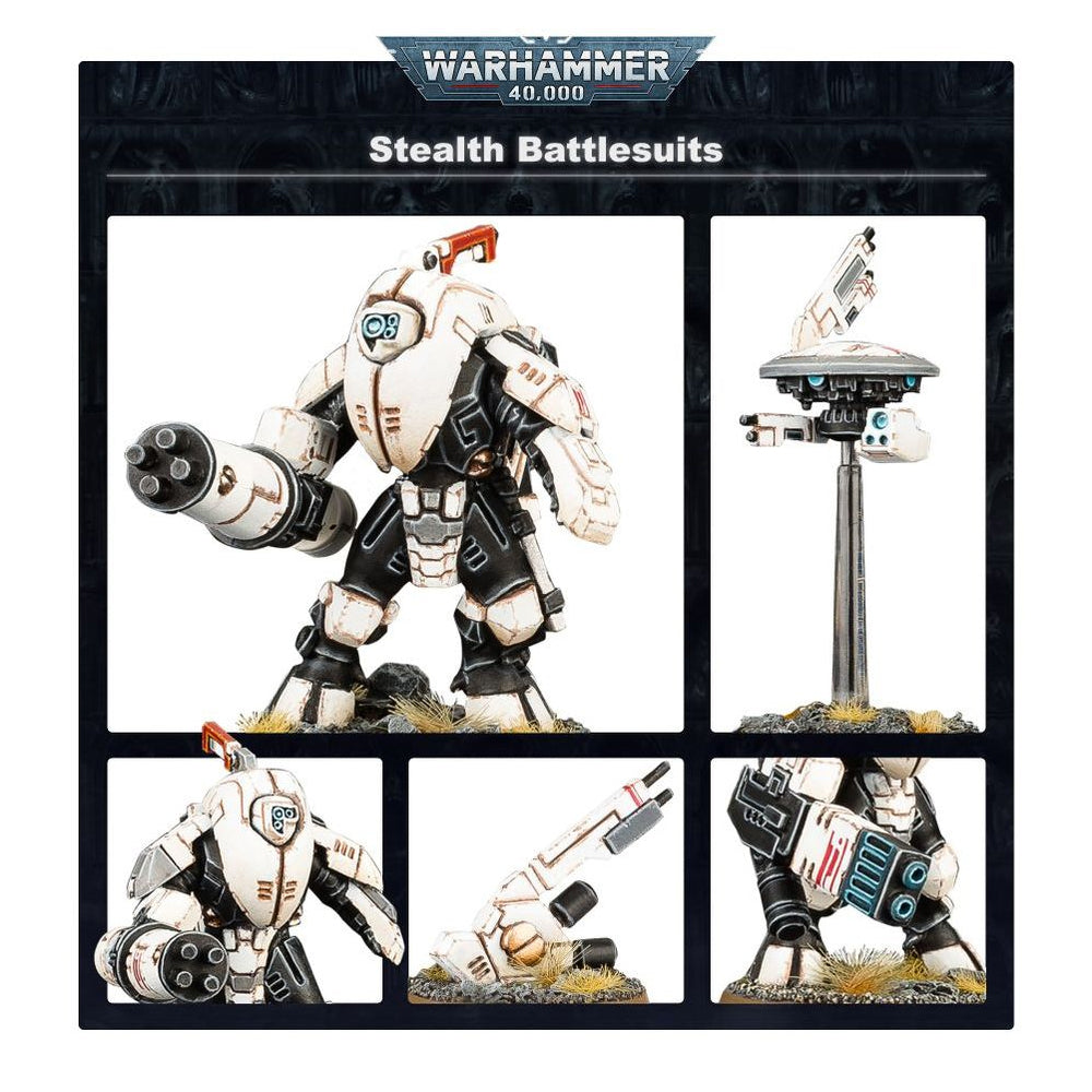 Warhammer 40,000 XV25 Stealth Battlesuits miniatiūrų rinkinys