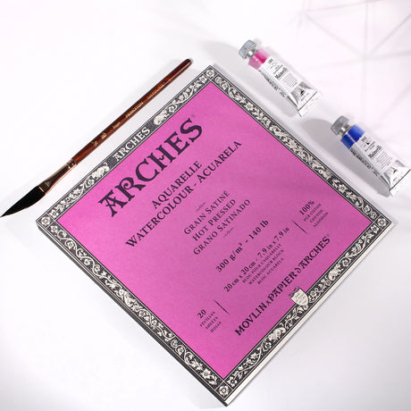 Arches Watercolor Paper Pad, Hot Pressed, 300 gsm, 100% Cotton, 20 Sheets