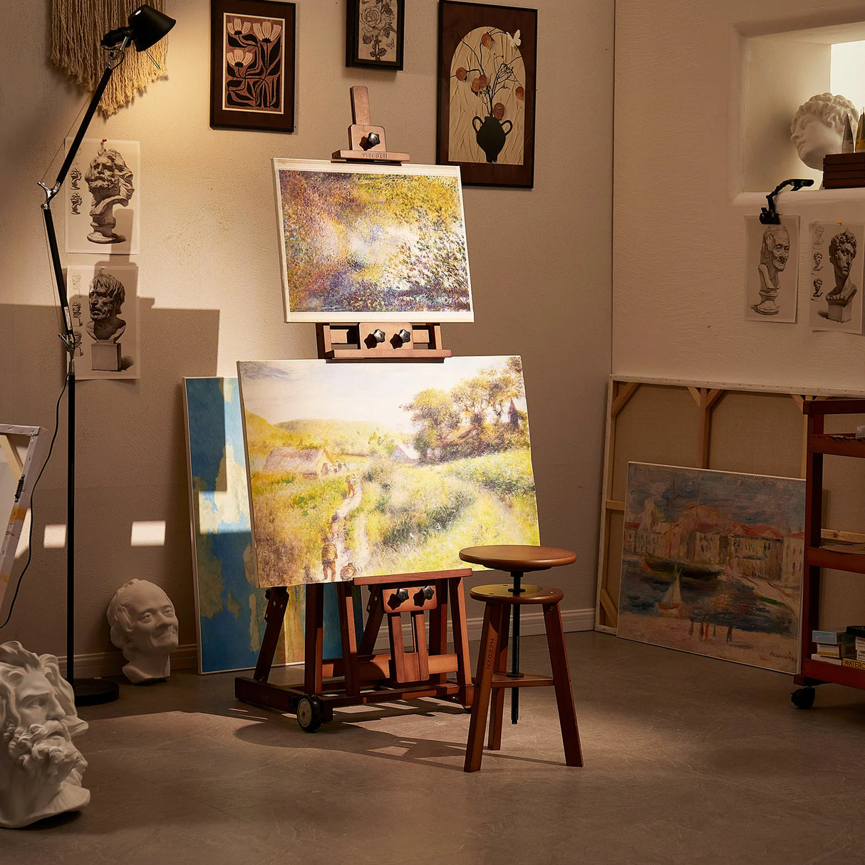 MEEDEN Versatile Studio H-Frame Artist Easel, Walnut