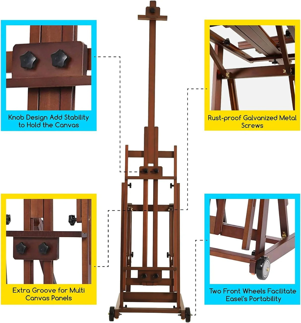 MEEDEN Versatile Studio H-Frame Artist Easel, Walnut