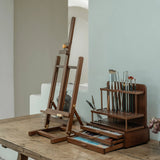 MEEDEN Pro 2-Tier Wooden Paint Brush Holder Organizer