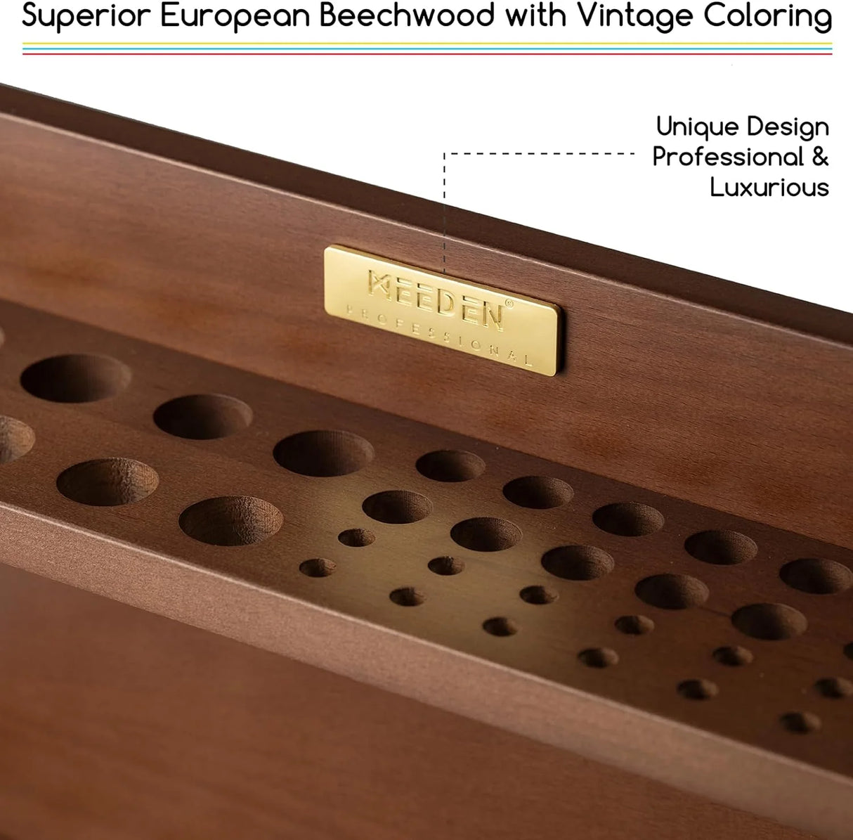 MEEDEN Pro 2-Tier Wooden Paint Brush Holder Organizer