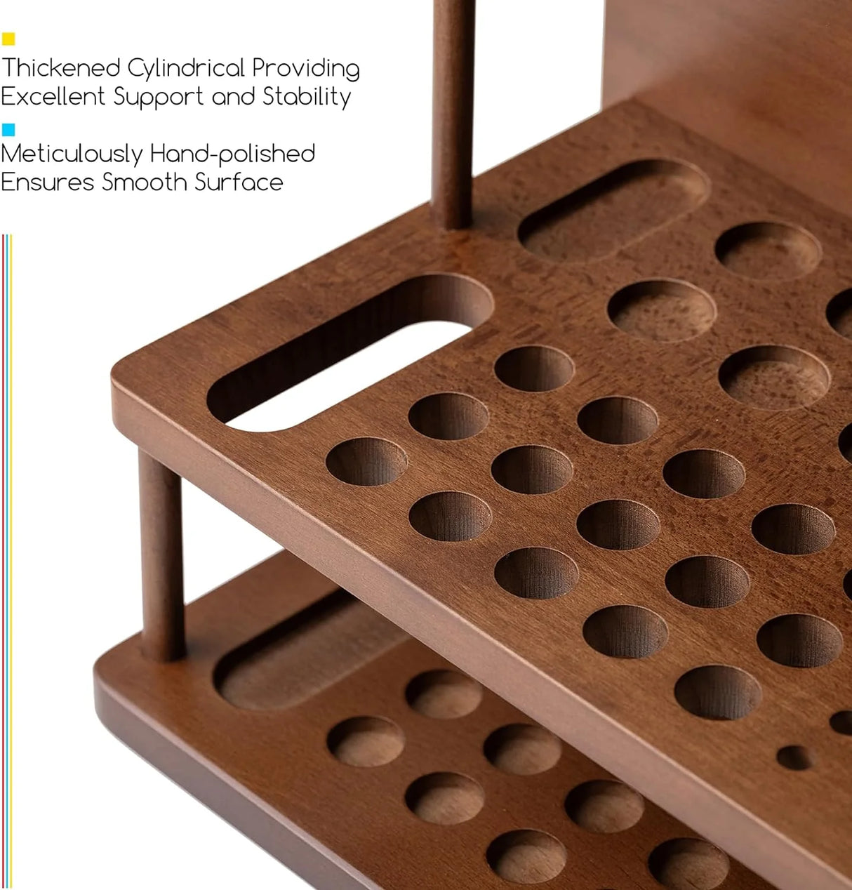 MEEDEN Pro 2-Tier Wooden Paint Brush Holder Organizer