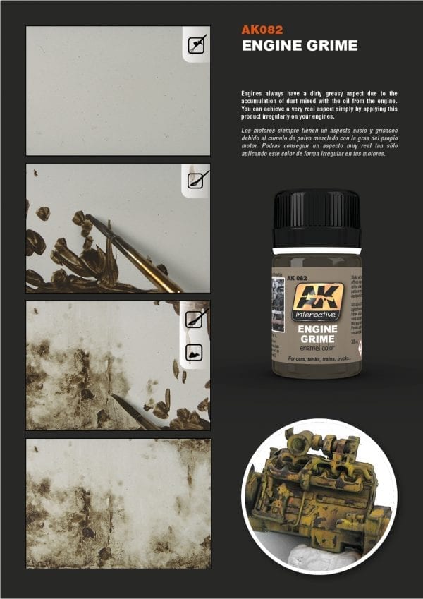 AK Interactive Engine Grime efekto dažai, 35 ml