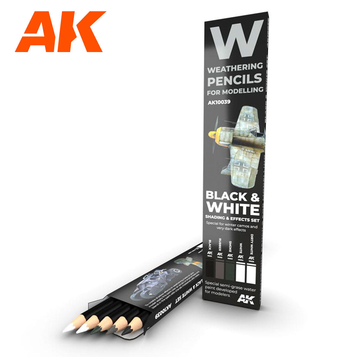 AK Interactive Black & White Pencil Set, 5 Colours