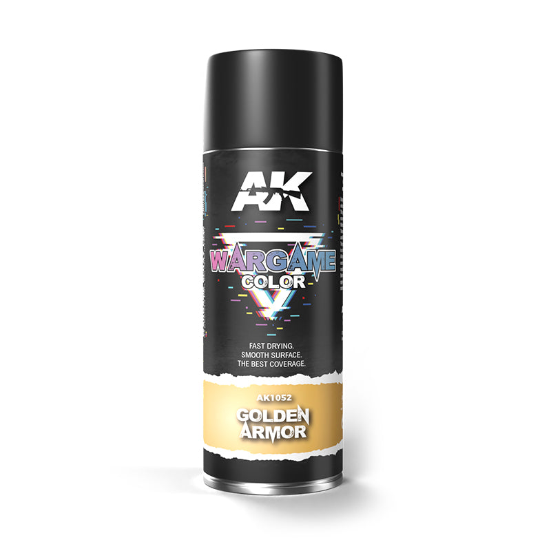 AK Interactive Wargame Golden Armor Spray purškiami dažai-gruntas, 400 ml