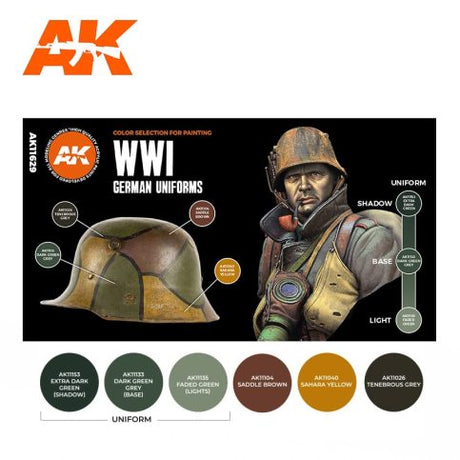 AK Interactive 3GEN WWI German Uniforms akrilinių dažų rinkinys, 6x17 ml