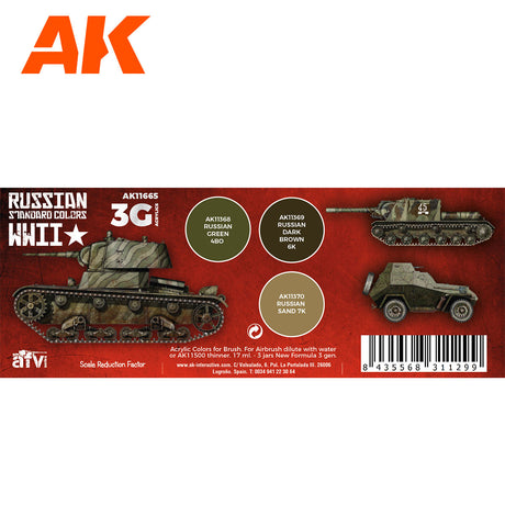 AK Interactive 3GEN WWII Russian Standard akrilinių dažų rinkinys, 3x17 ml