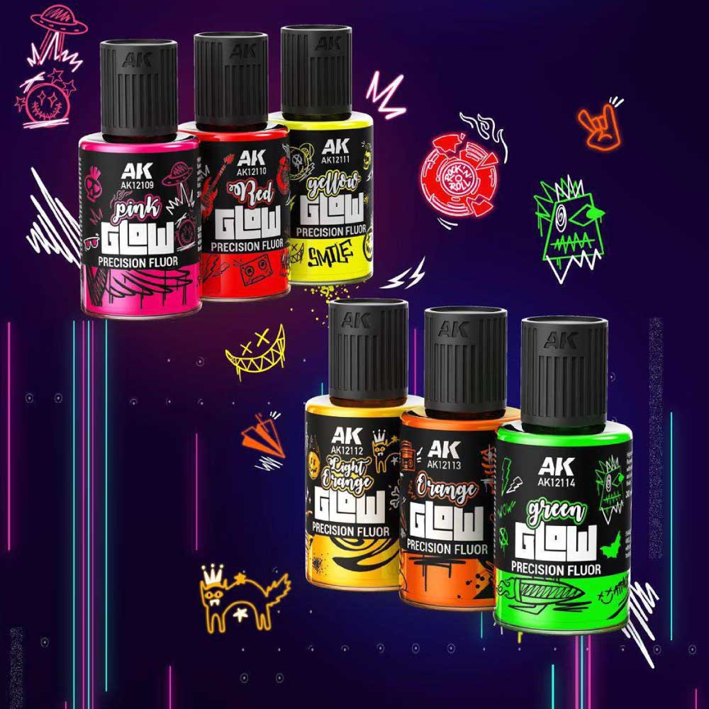 AK Interactive Glow Precision Fluor fluorescent paint, 30 ml