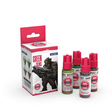 AK Interactive Green Skins Quick Gen rinkinys, 4×18 ml