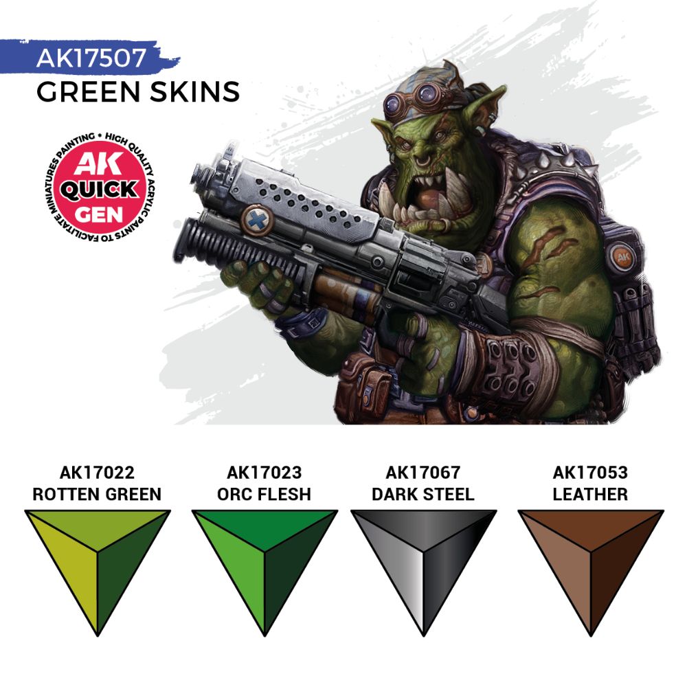 AK Interactive Green Skins Quick Gen Set, 4×18 ml