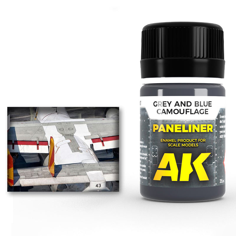 AK Interactive Paneliner for Grey and Blue Camouflage efekto dažai, 35 ml