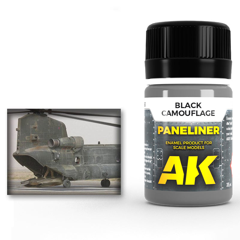 AK Interactive Paneliner for Black Camouflage efekto dažai, 35 ml