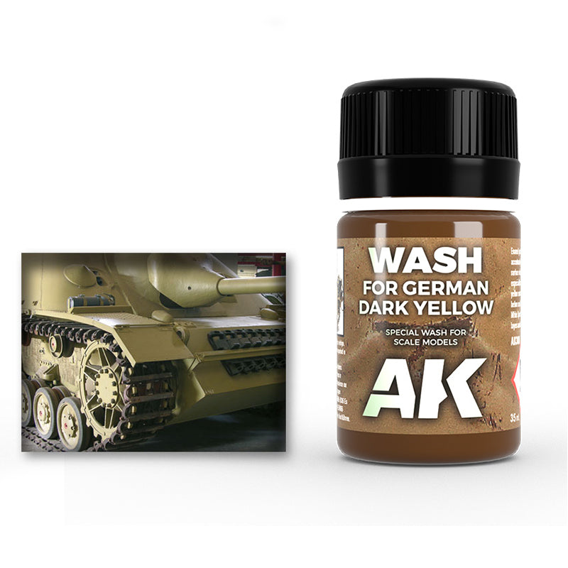 AK Interactive sendinimo priemonė Wash for German Dark Yellow, 35 ml