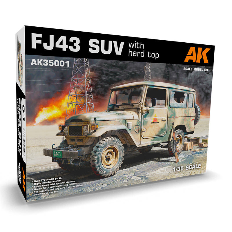 AK Interactive FJ43 SUV su kietu viršumi surenkamas modelis, 1:35