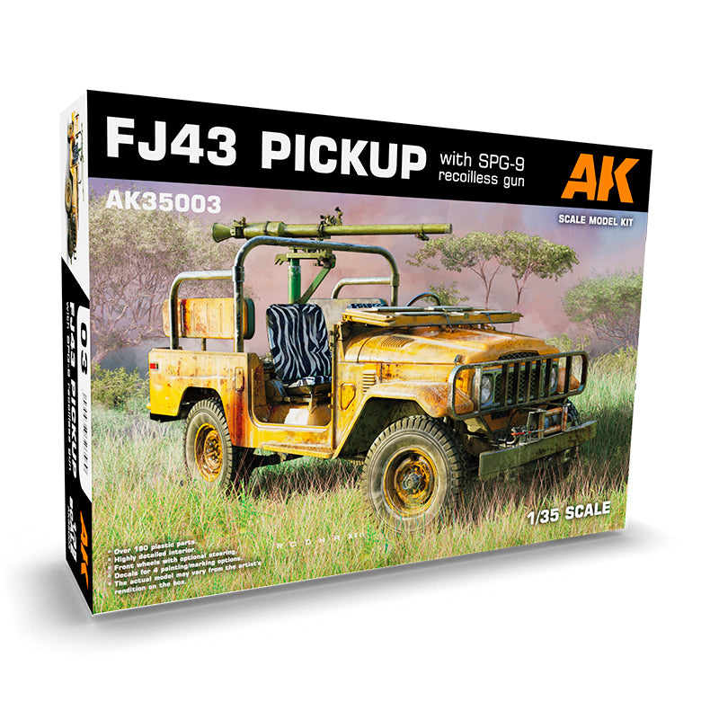 AK Interactive FJ43 pikapo su SPG-9 neatšaunamuoju ginklu surenkamas modelis, 1:35