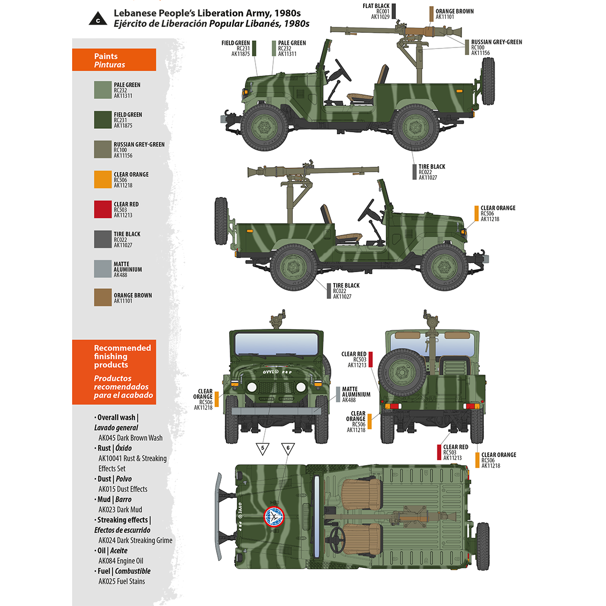 AK Interactive FJ43 pikapo su SPG-9 neatšaunamuoju ginklu surenkamas modelis, 1:35