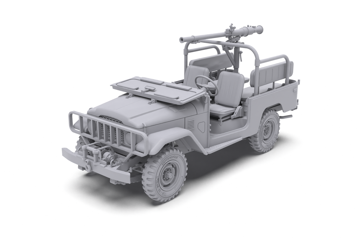 AK Interactive FJ43 pikapo su SPG-9 neatšaunamuoju ginklu surenkamas modelis, 1:35