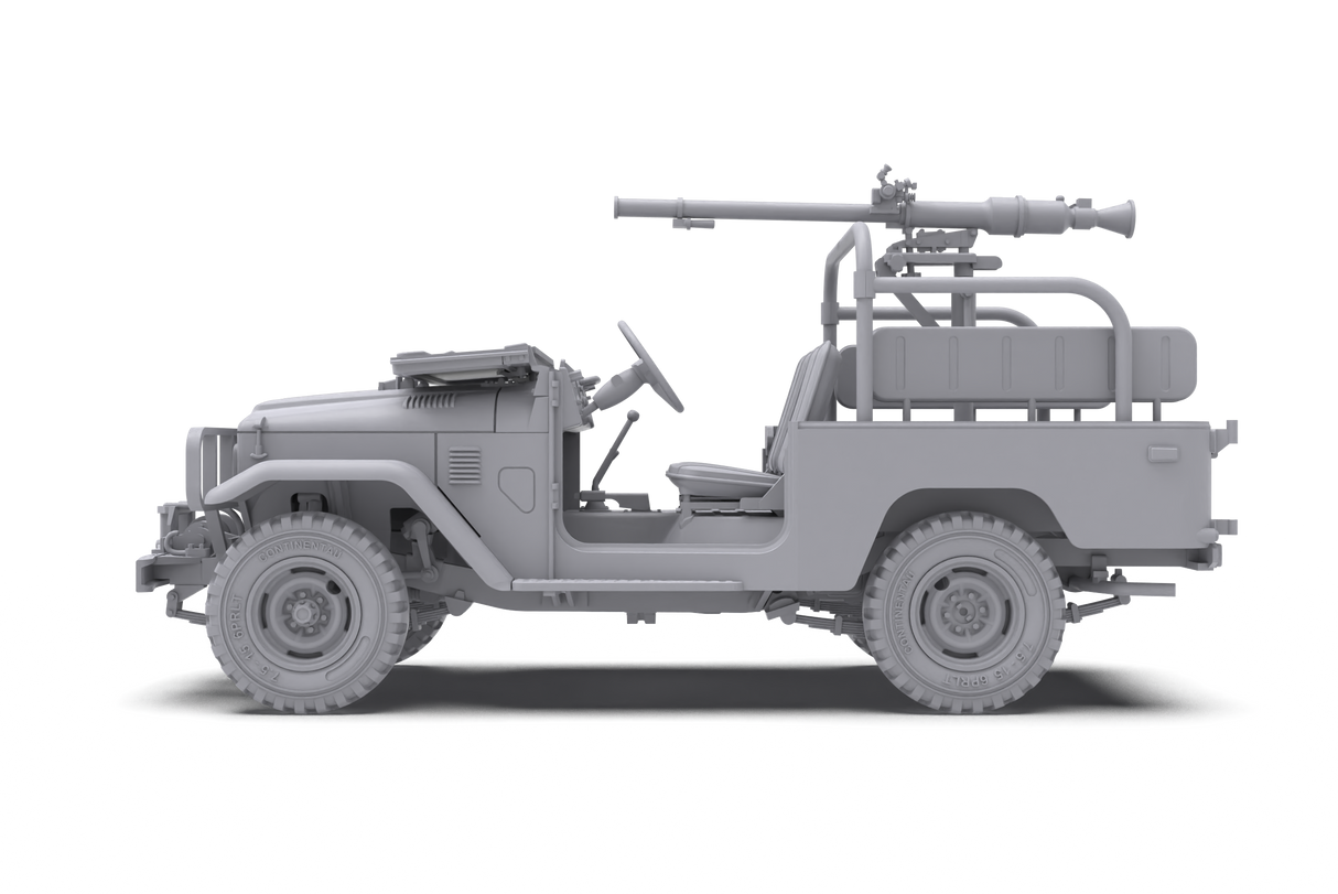 AK Interactive FJ43 pikapo su SPG-9 neatšaunamuoju ginklu surenkamas modelis, 1:35