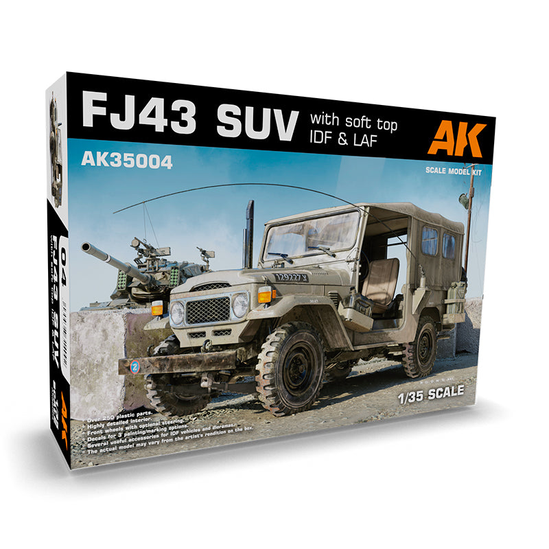 AK Interactive FJ43 SUV su minkštu viršumi IDF & LAF surenkamas modelis, 1:35