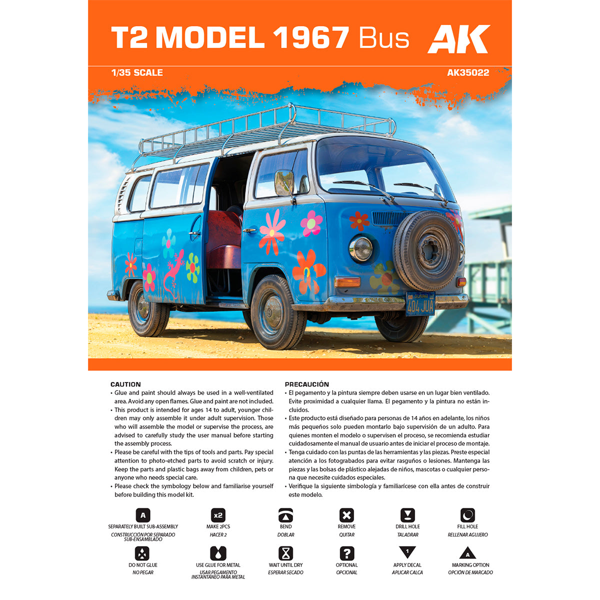 AK Interactive T2 Model 1967 autobusiuko surenkamas modelis, 1:35