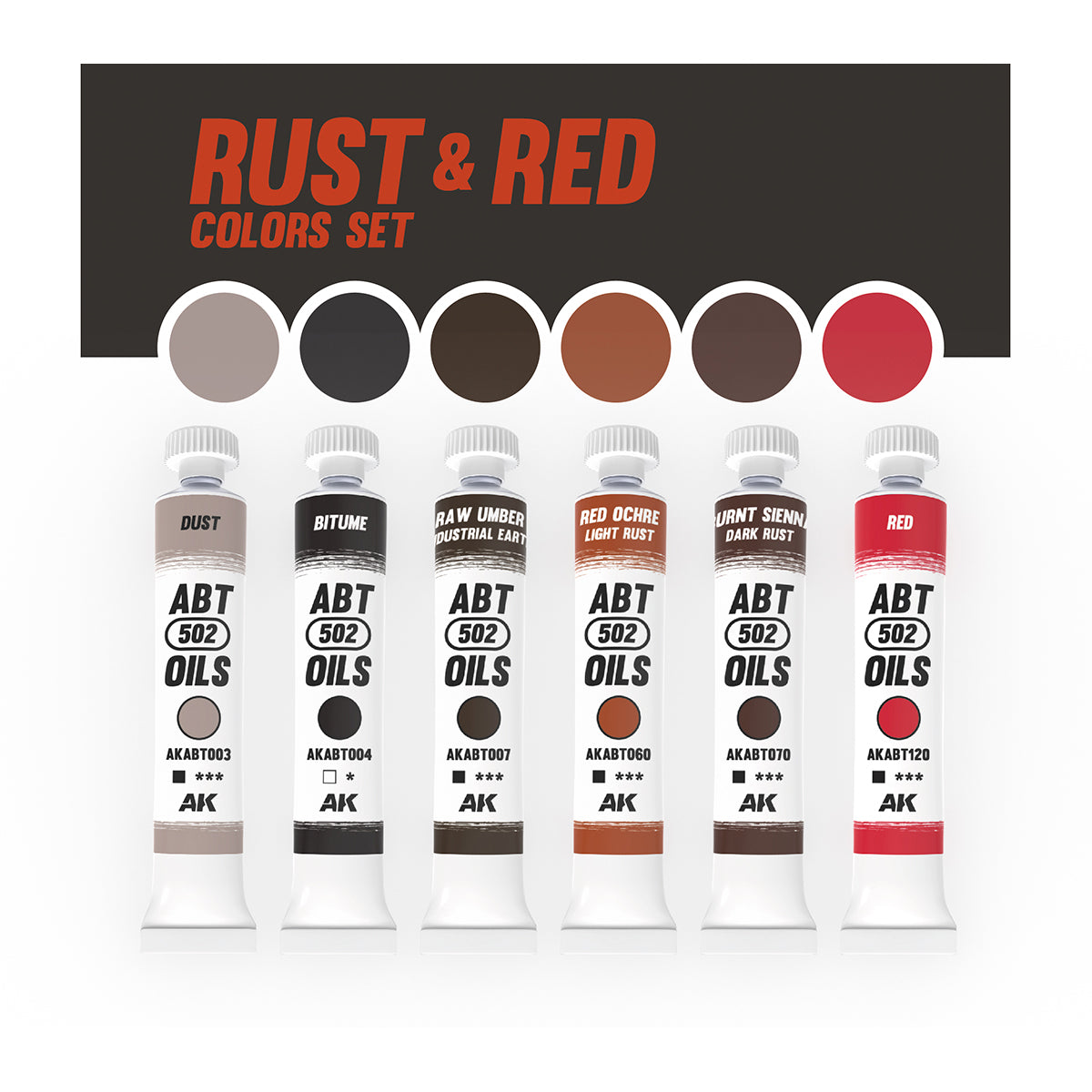 ABTEILUNG 502 Rust and Red Oil Paint Set, 6x20 ml