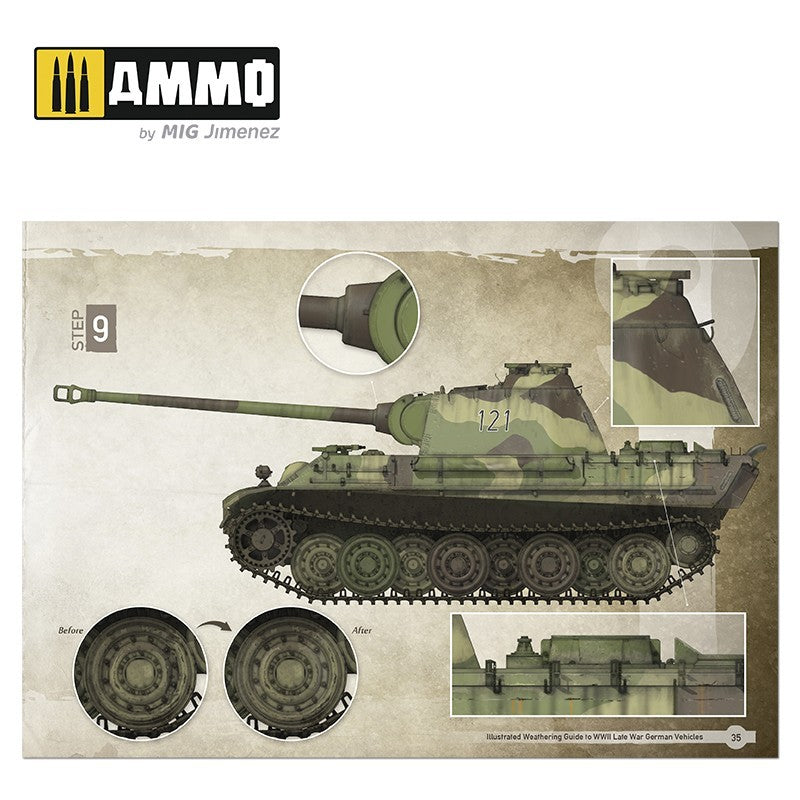 AMMO by Mig “Illustrated Weathering Guide to WWII Late German Vehicles” mokomoji knyga