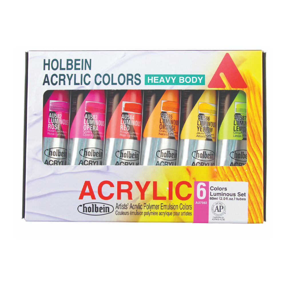 Holbein Heavy Body akrilinių dažų tūbelėse rinkinys Luminous, 6x60 ml