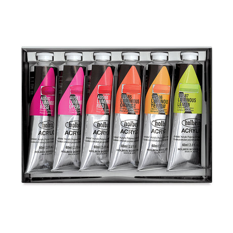 Holbein Heavy Body akrilinių dažų tūbelėse rinkinys Luminous, 6x60 ml