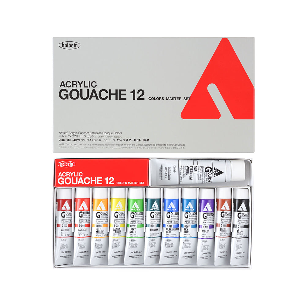 Holbein akrilinio guašo tūbelėse rinkinys, 11x20 ml + 1x40 ml
