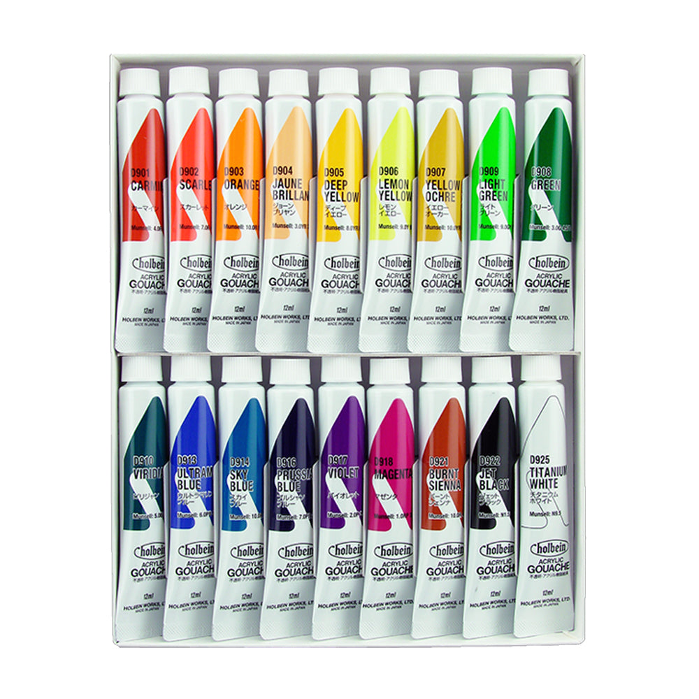 Holbein akrilinio guašo tūbelėse rinkinys, 18x12 ml