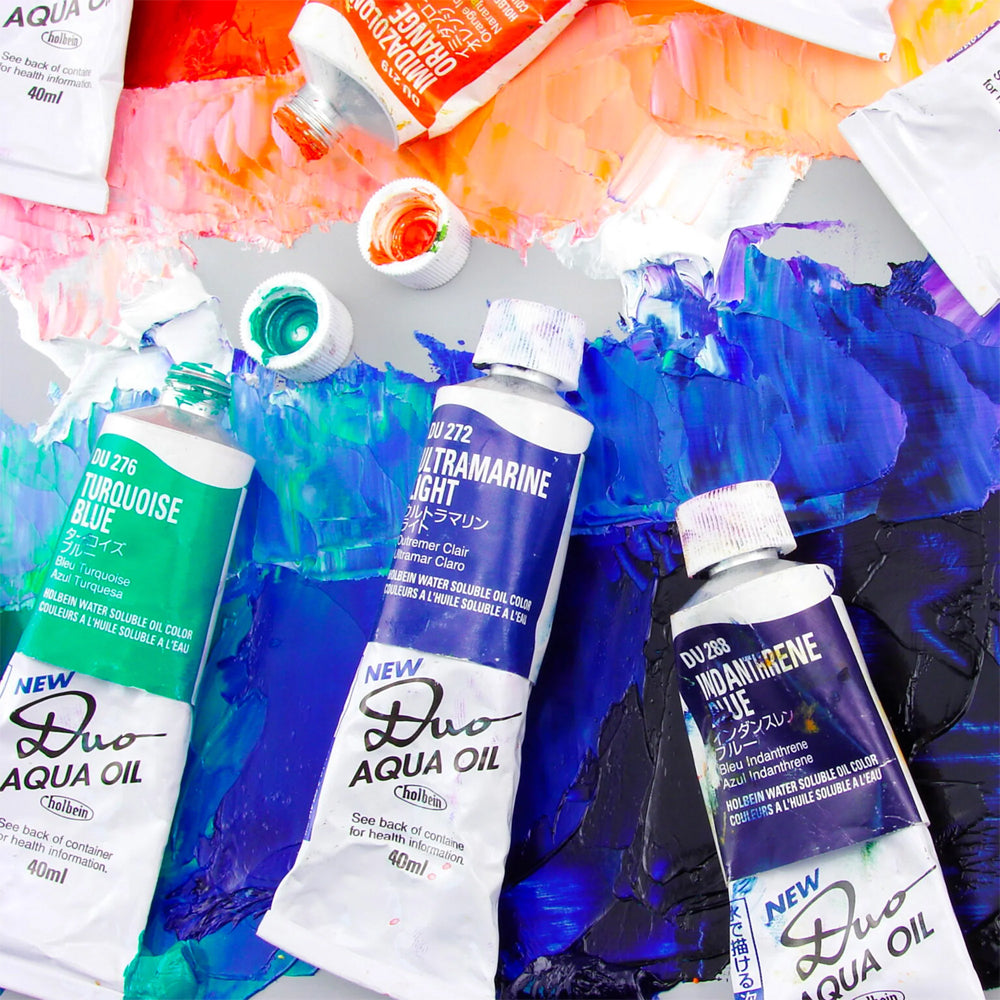 Holbein DUO Aqua Oil Luminous fluorescenciniai vandeniu skiedžiami aliejiniai dažai