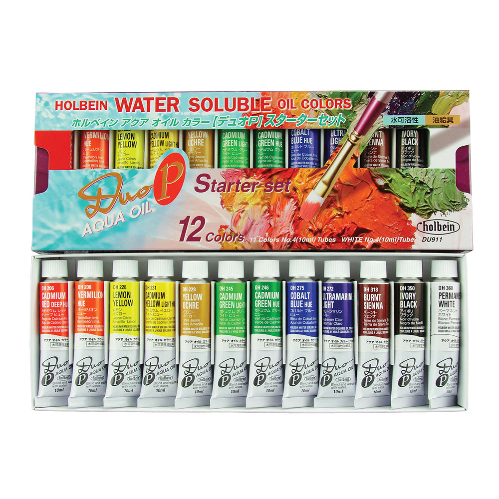 Holbein DUO Aqua Oil vandeniu skiedžiamų aliejinių dažų rinkinys, 12x10 ml