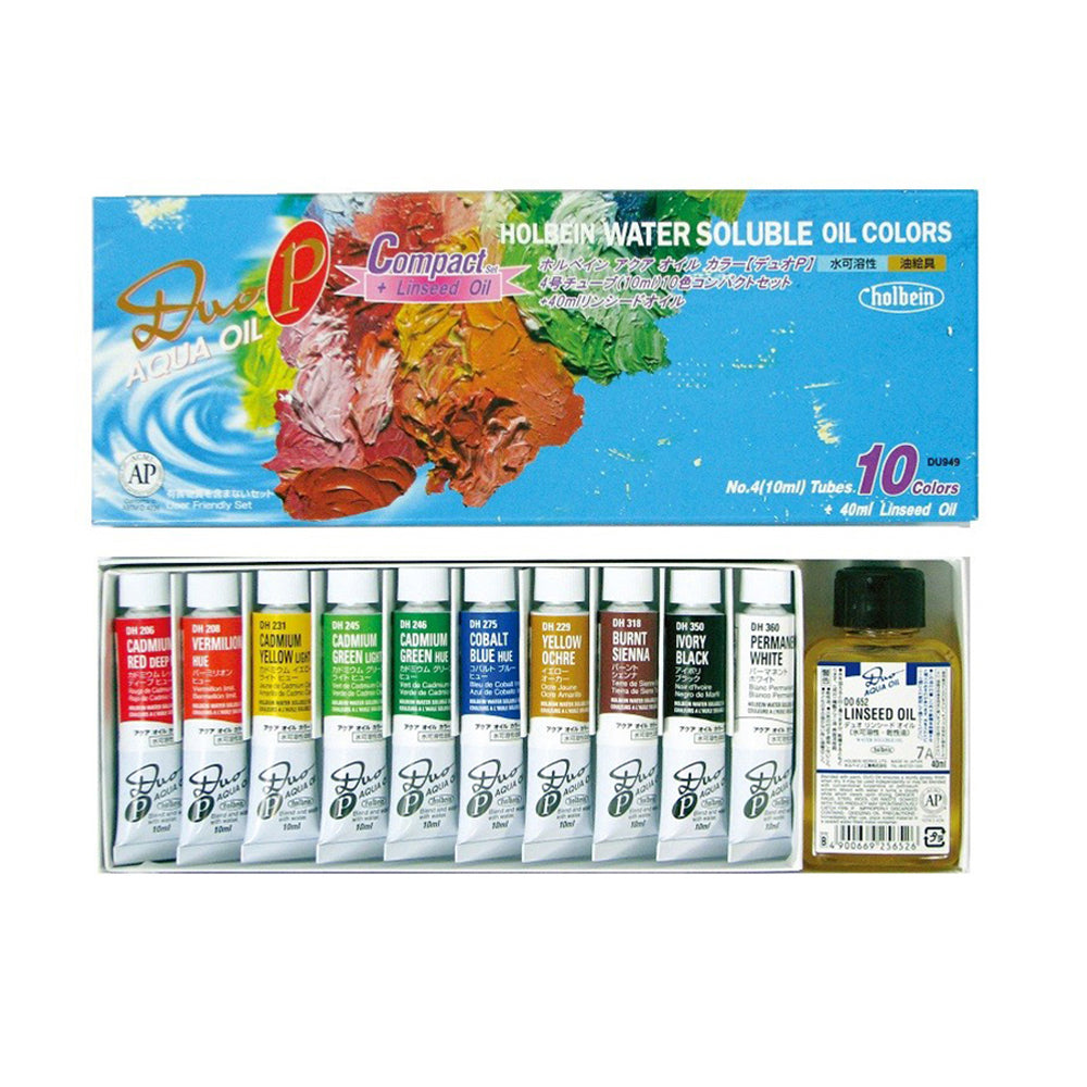Holbein DUO Aqua Oil vandeniu skiedžiamų aliejinių dažų rinkinys, 10x10 ml