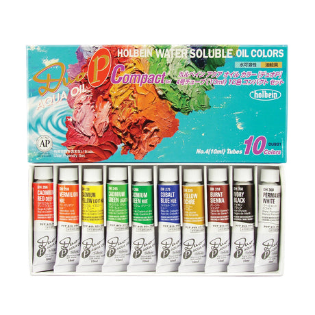 Holbein DUO Aqua Oil vandeniu skiedžiamų aliejinių dažų rinkinys, 10x10 ml