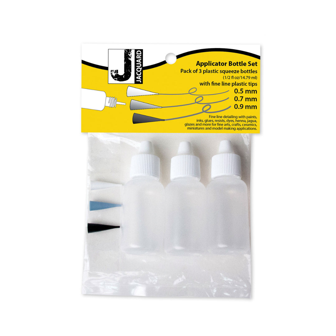 Jacquard plastikinių aplikatorių buteliukų rinkinys su plastikiniais antgaliais