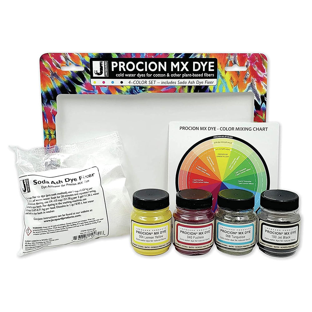 Jacquard Procion MX Dye Set for Textiles, 4 Colours + Soda Ash