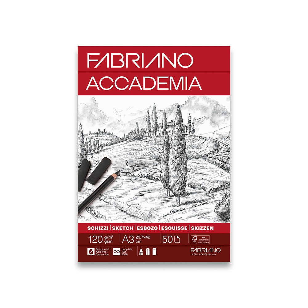 Fabriano Accademia Sketching piešimo bloknotas, 50 lapų, 120 gsm