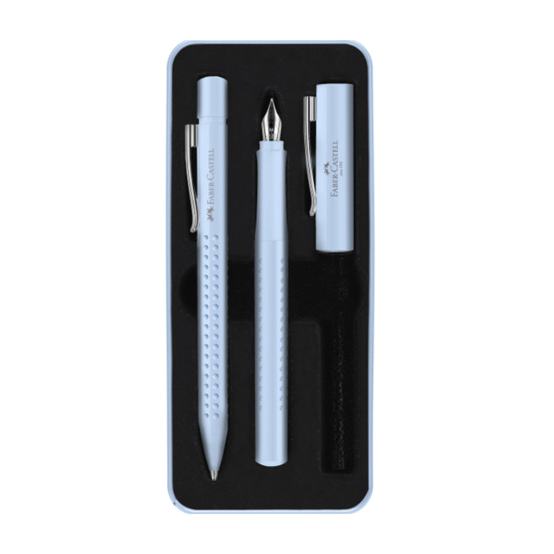 Faber-Castell dovanų rinkinys - Grip rašiklis + tušinukas, šviesiai mėlynos spalvos