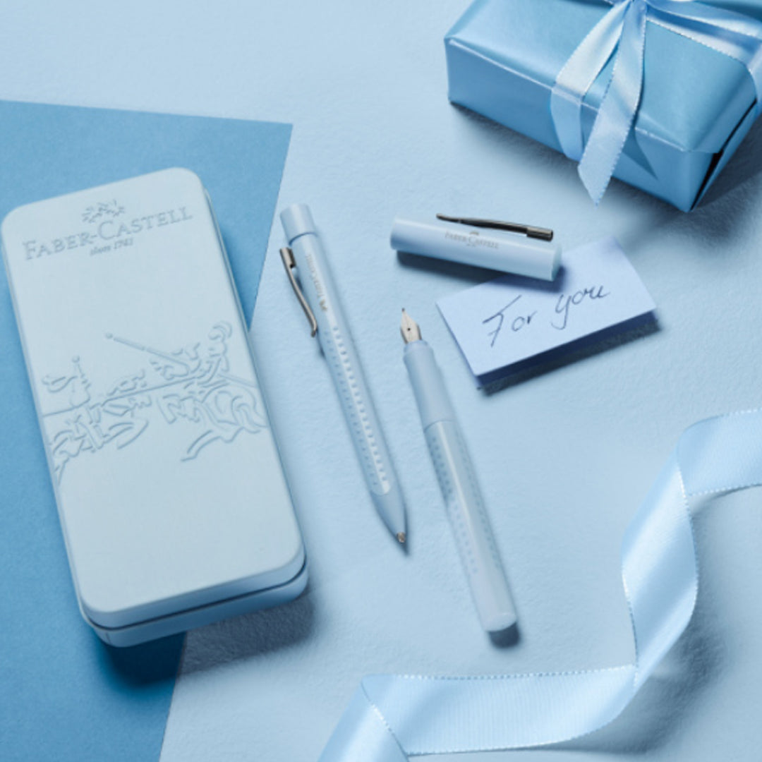 Faber-Castell dovanų rinkinys - Grip rašiklis + tušinukas, šviesiai mėlynos spalvos