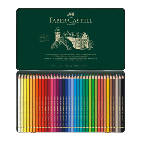 Faber-Castell Polychromos spalvotų pieštukų rinkinys metalinėje dėžutėje, 36 spalvos