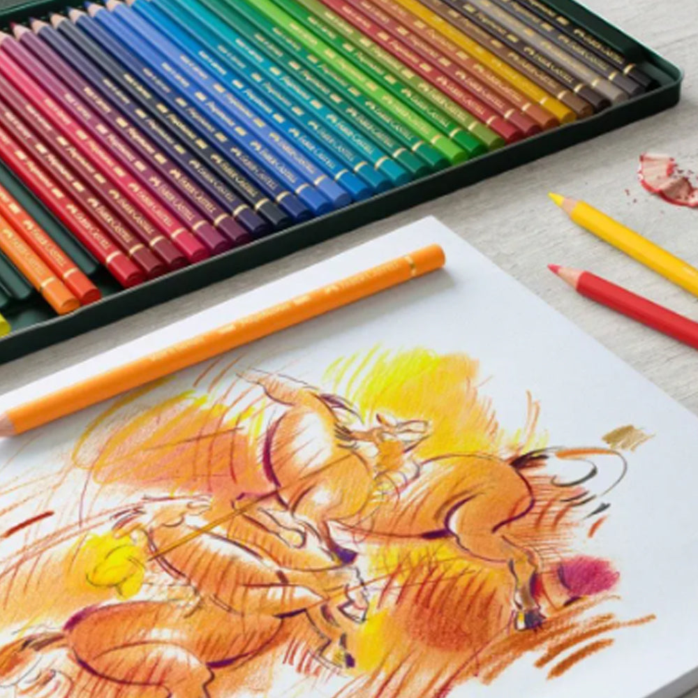 Faber-Castell Polychromos spalvotų pieštukų rinkinys metalinėje dėžutėje, 36 spalvos