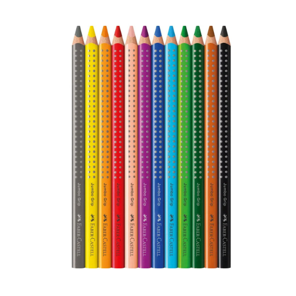 Faber-Castell Jumbo Grip Watercolour Pencils, triangular, 12 colours